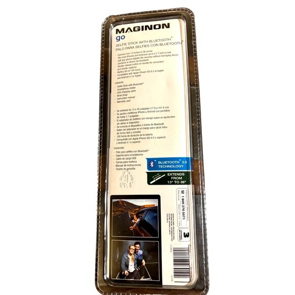 Maginon GO Bluetooth‎ Selfie Stick With Remote & Tripod Mount Extends 13" To 36" - Picture 2 of 3